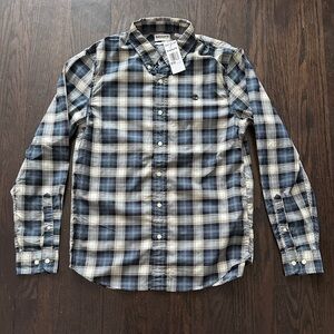 Timberland Navy and White Plaid Button Down Shirt